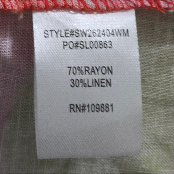 Sunny Leigh Watercolor Floral Linen Blend Button Down Shirt Plus Size 2X New! - Picture 7 of 8